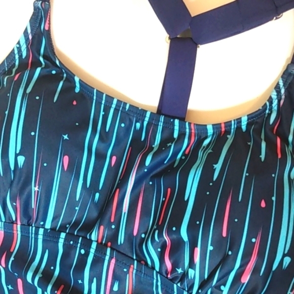 NAVY & PINK RACERBACK TANKINI SWIM TOP SIZE LARGE NWOT - Picture 8 of 8